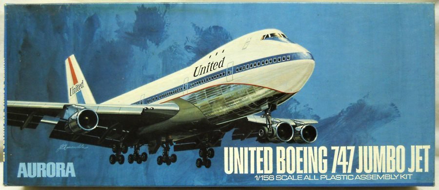 Aurora 1/156 United Boeing 747 Friendship Jumbo Jet, 362-250 plastic model kit